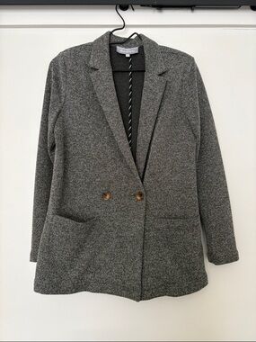 Daniel Rainn Charcoal Herringbone Double-Button Blazer